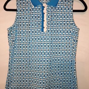 Tail Blue and White Geometric Sleeveless Golf Top